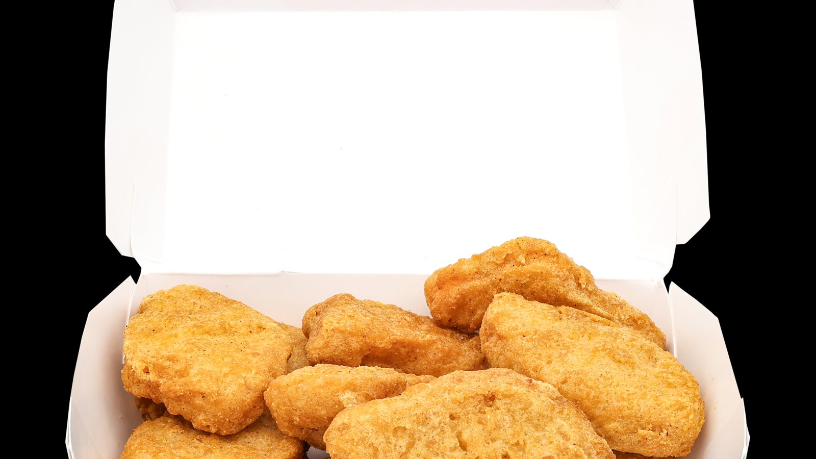 Portion of breaded chicken pieces in a paper box